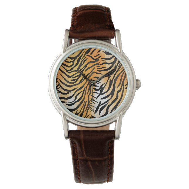Modern Striped tiger skins Print big cats feline a Watch (Front)