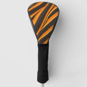 Modern Striped tiger skins Print feline wild black Golf Head Cover