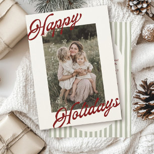 Modern Striped Warm Colors Minimalist Happy Holiday Card