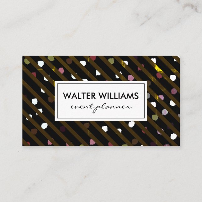 Modern Stripes and Dots Texture Business Card (Front)
