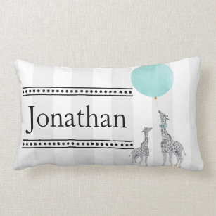 Modern Stripes and Giraffes Nursery Pillow