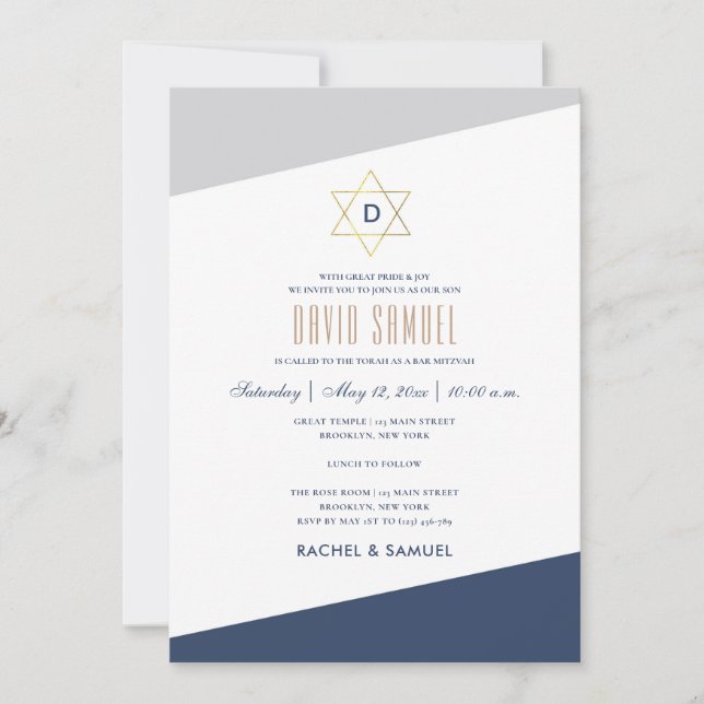 Modern Stripes BAR MITZVAH Invitation (Front)