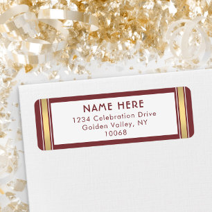 Modern Stripes Bourgogne Gold White Adresse de ret