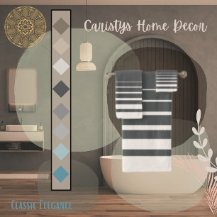 Modern Stripes Charcoal Grey and Buttercream  Bath Towel Set