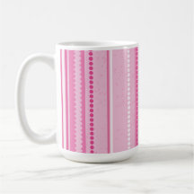 Modern Stripes & Dots, Pink, White, Rose