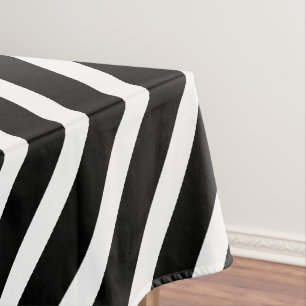 Modern Stripes Elegant Black And White Striped Tablecloth