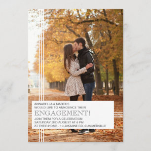 Modern Stripes Engagement Party Photo Invitation