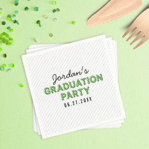 Modern Stripes Green Graduation Party Napkin