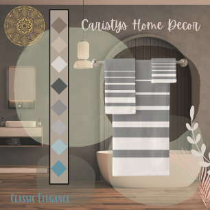 Modern Stripes Grey and Buttercream  Bath Towel Set