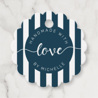 modern stripes handmade with love monogram favour tags