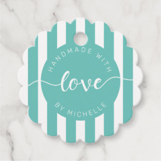 modern stripes handmade with love monogram favour tags