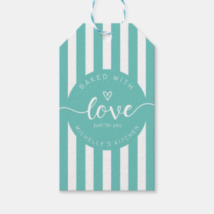 modern stripes home baked goods monogram gift tags