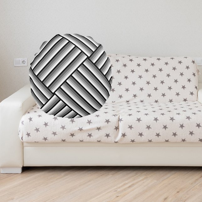 Modern stripes in black, white and grey - cool    round pillow (Creator Uploaded)