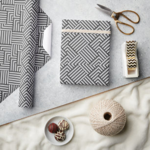 Modern stripes in black, white and grey - cool    wrapping paper