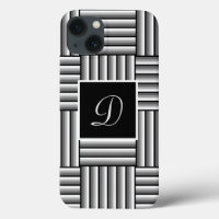 Modern stripes in black, white and grey - Monogram