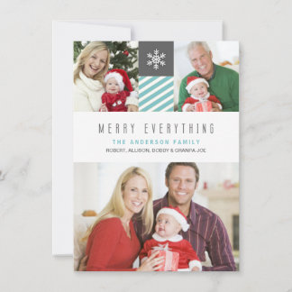 Modern Stripes Merry Everything Holiday Photo Card