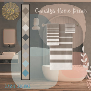 Modern Stripes Mid-tone Brown and Buttercream  Bath Towel Set