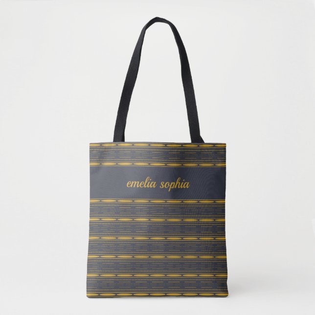 Modern Stripes Monogrammed Tote Bag (Front)