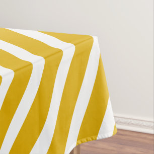 Modern Stripes   Mustard Yellow And White Striped Tablecloth