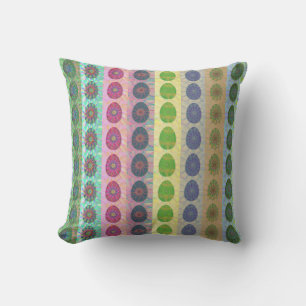 Modern Stripes of Abstract Coloured Easter Eggs Ar Throw Pillow