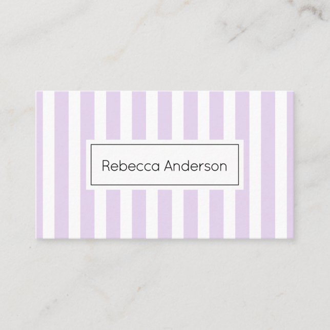 Modern stripes pastel purple pattern business card (Front)