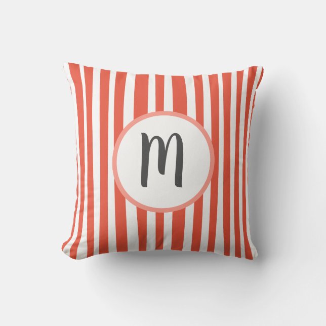 Modern  stripes pattern custom colours monogrammed throw pillow (Front)