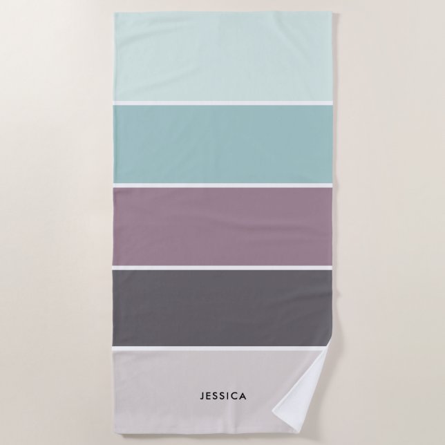 Modern Stripes Pattern Personalized  Beach Towel (Front)