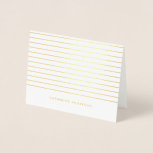 Modern Stripes Pattern Personalized Stationery Foil Card