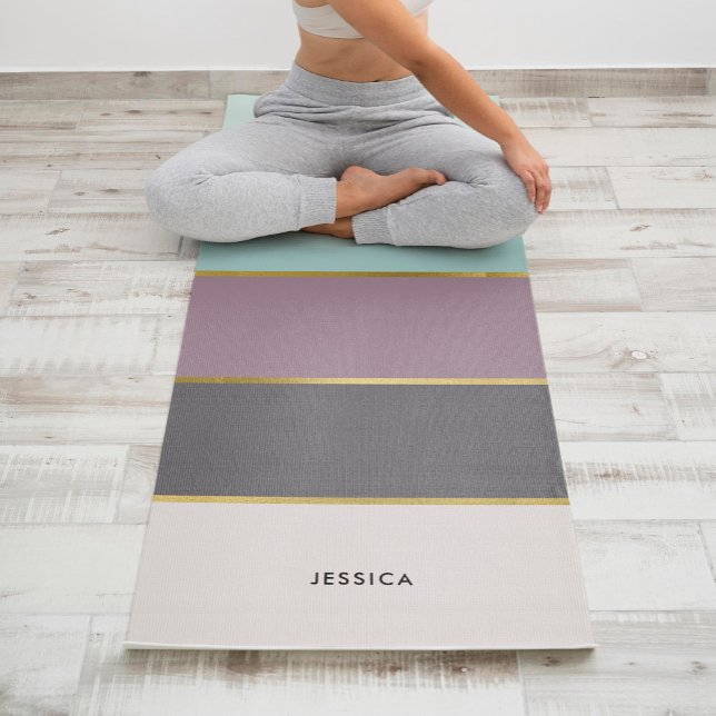 Modern Stripes Pattern Personalized  Yoga Mat (Creator Uploaded)