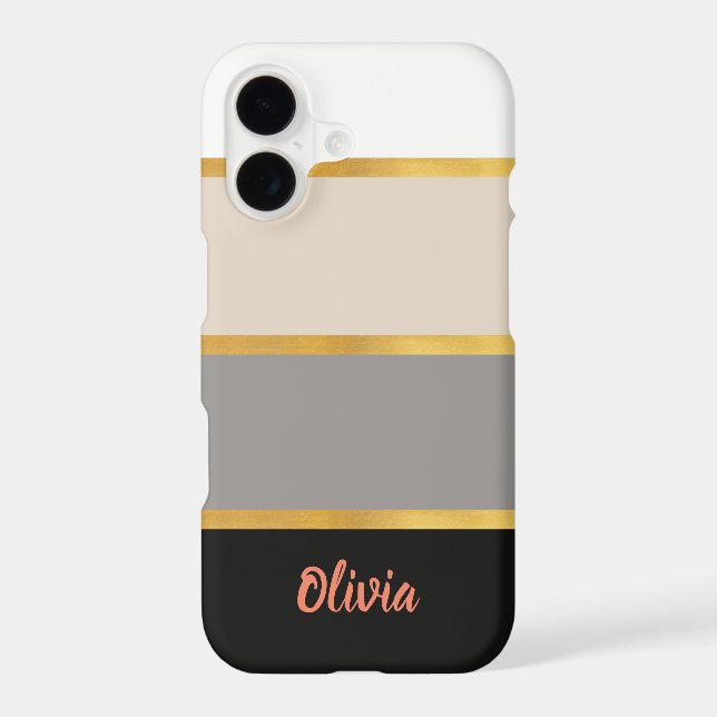Modern Stripes Pattern with Name Case-Mate iPhone  (Back)