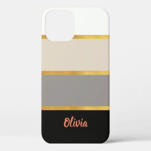 Modern Stripes Pattern with Name Case-Mate iPhone  12 Case