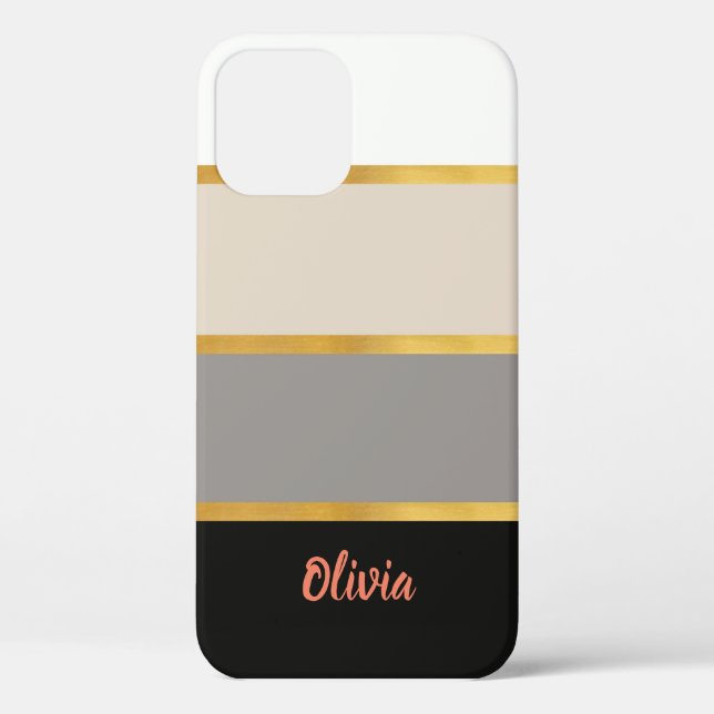 Modern Stripes Pattern with Name Case-Mate iPhone  Case-Mate iPhone Case (Back)