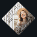 Modern Stripes Photo Graduation Party  Cap Topper<br><div class="desc">Celebrate your big day with this elegant photo graduation party cap topper. Easily personalize it with your favorite photo and graduation details to create a unique decoration for your graduation celebration.</div>