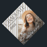 Modern Stripes Photo Graduation Party  Cap Topper<br><div class="desc">Celebrate your big day with this elegant photo graduation party cap topper. Easily personalize it with your favorite photo and graduation details to create a unique decoration for your graduation celebration.</div>