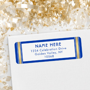 Modern Stripes Royal Blue et Gold Adresse de retou