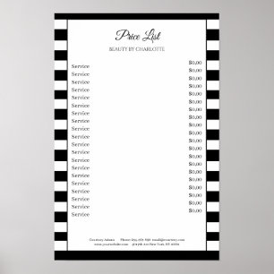 Modern Stripes Salon Price List Poster