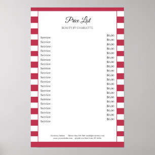 Modern Stripes Salon Price List Poster
