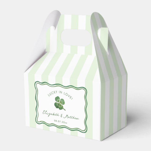 Modern Stripes St Patricks Day Wedding Shower Favor Box (Front Side)