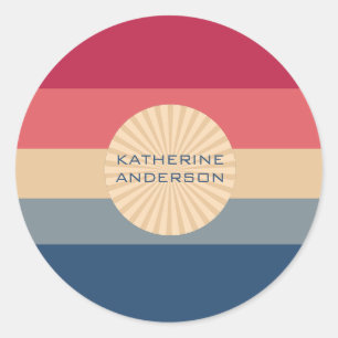 Modern Stripes-Sunset-Trendy Colours- Classic Round Sticker