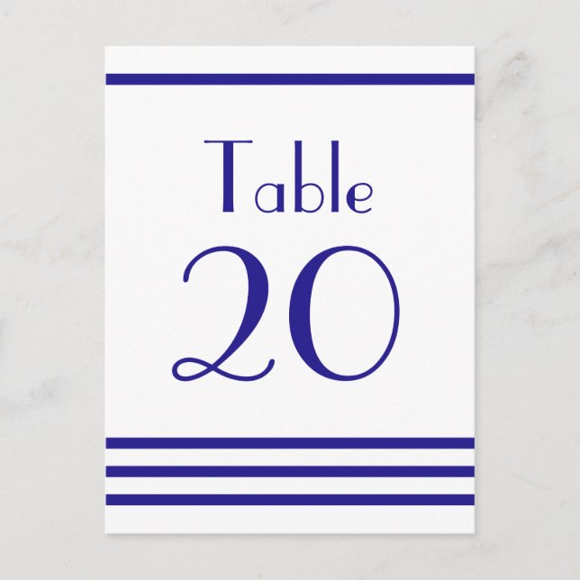 Modern Stripes Table Numbers (Navy Blue) Postcard (Front)