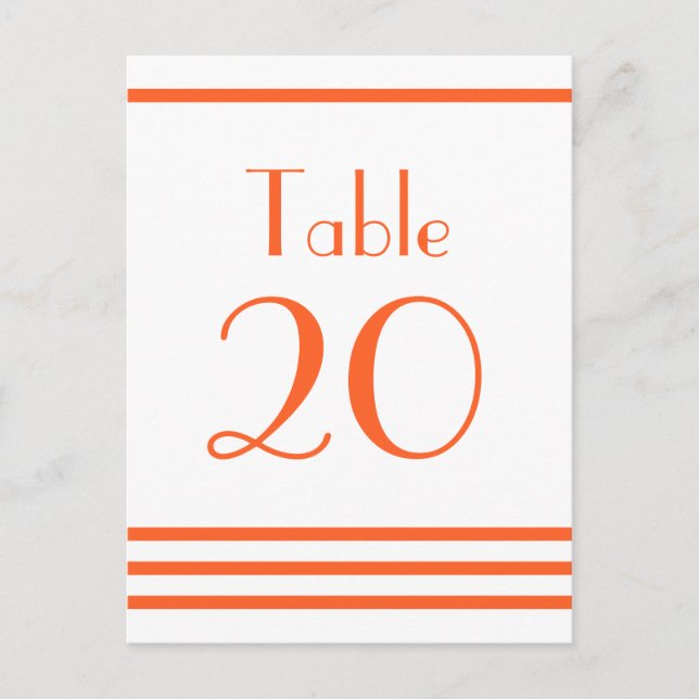 Modern Stripes Table Numbers (Orange) Postcard (Front)