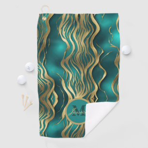 Modern Stripes Turquoise Teal Blue Personalized Golf Towel