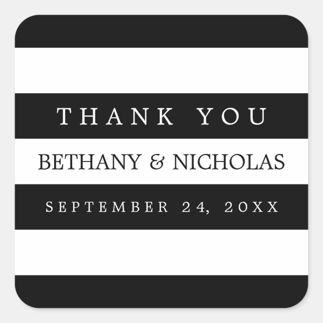 Modern Stripes Wedding Thank You Stickers (Front)