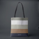 Modern Stripes with Monogram Earthy Tote Bag<br><div class="desc">Colourful trendy striped pattern - featuring harmonious colours in earthy colours. Personalize with your name or monogram.  If you need it in different colours please click on the contact button under the product description,  I'm happy to help.</div>