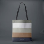 Modern Stripes with Monogram Earthy Tote Bag<br><div class="desc">Colourful trendy striped pattern - featuring harmonious colours in earthy colours. Personalize with your name or monogram.  If you need it in different colours please click on the contact button under the product description,  I'm happy to help.</div>