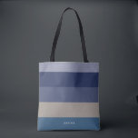 Modern Stripes with Monogram Shades of Blue Tote Bag<br><div class="desc">Colourful trendy striped pattern - featuring harmonious colours in shades of blue. Personalize with your name or monogram.  If you need it in different colours please click on the contact button under the product description,  I'm happy to help.</div>