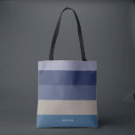 Modern Stripes with Monogram Shades of Blue Tote Bag<br><div class="desc">Colourful trendy striped pattern - featuring harmonious colours in shades of blue. Personalize with your name or monogram.  If you need it in different colours please click on the contact button under the product description,  I'm happy to help.</div>