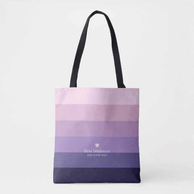 Modern Stripes With Monogram Shades Of Purple Tote Bag (Front)