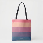 Modern Stripes with Monogram Tote Bag<br><div class="desc">Colourful trendy striped pattern - featuring harmonious colours with a girly and feminine touch. Personalize with your name or monogram.  If you need it in different colours please click on the contact button under the product description,  I'm happy to help.</div>