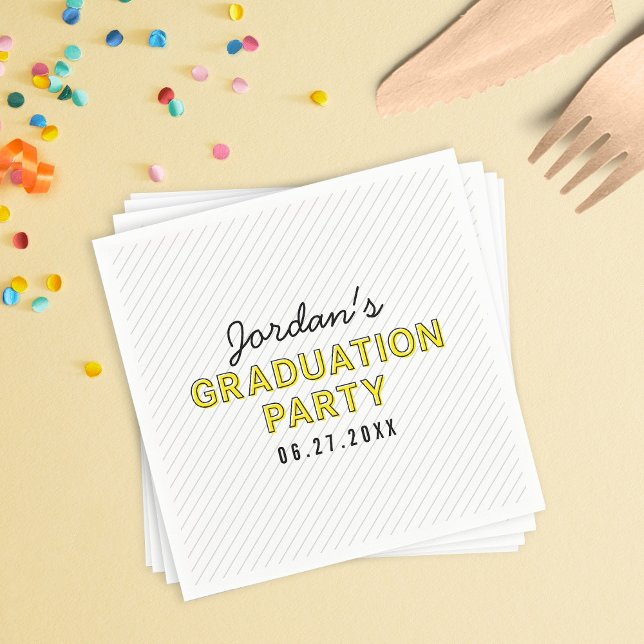 Modern Stripes Yellow Graduation Party Napkin (Creator Uploaded)